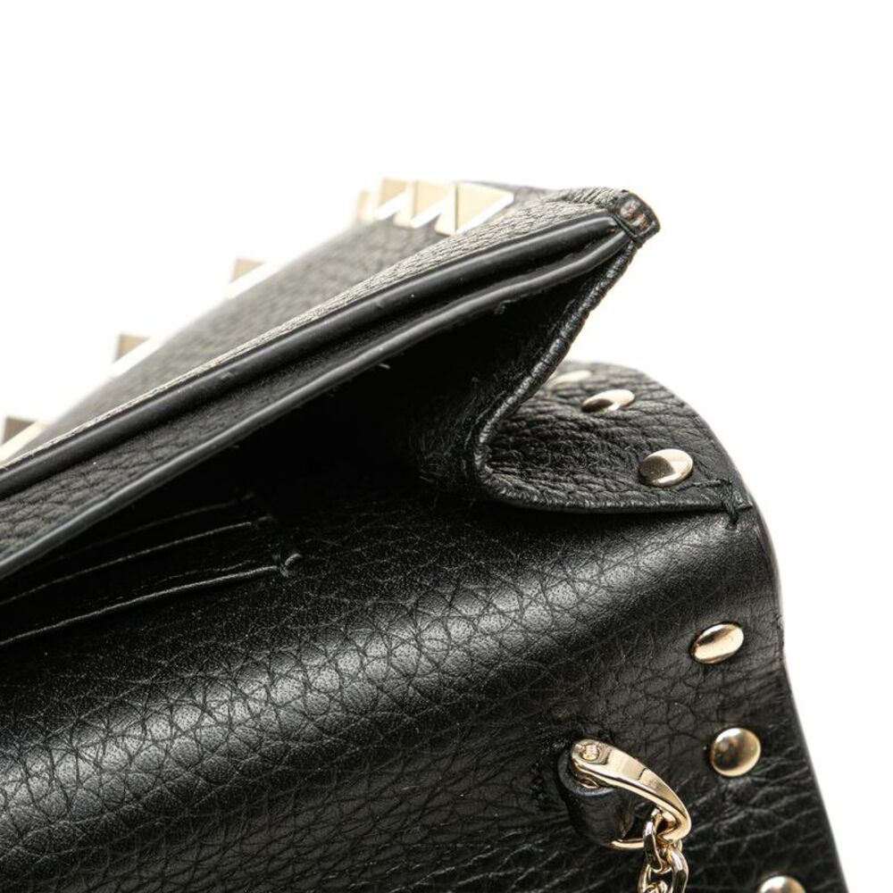 Pre Loved valentino Rockstud Wallet on Chain Women Black Crossbody Bags - Picture 7 of 8